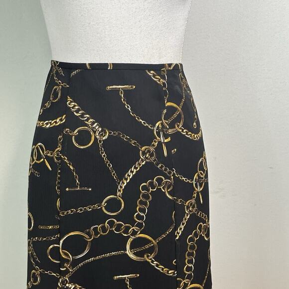 Evan Picone Skirt size 10 Black Gold Equestrian Horses Knee A Line Career Church - Picture 2 of 6
